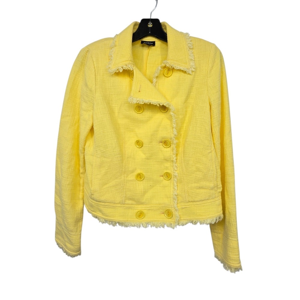 Vtg Worth New York Lady Jacket Womens Sz 8 Yellow Button Classic Designer Preppy